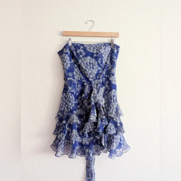 NWOT Rebecca Taylor Blue Floral Silk Dress - Picture 1 of 3